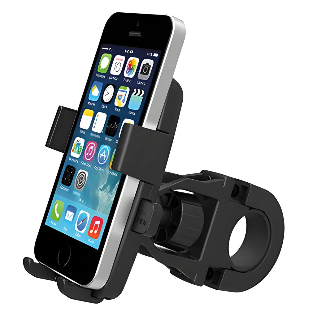 Black bicycle mobile phone holder made from ABS plastic with double-layer protection and security strap