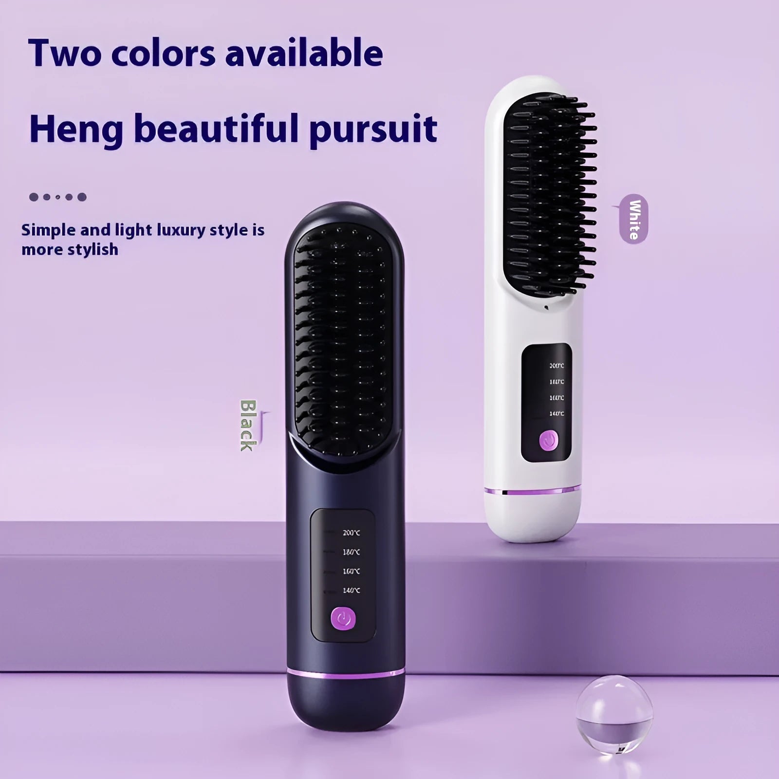 Portable charging negative ion straight hair comb in blue, grey or white colours.
