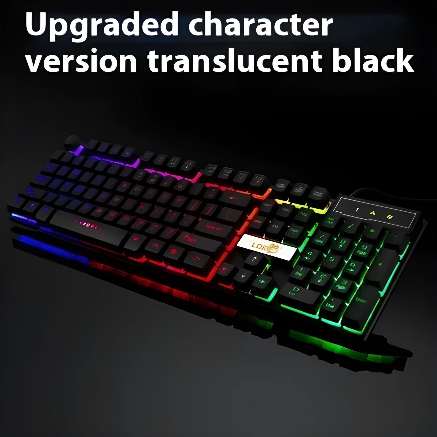 Glowing USB cable for gaming keyboards with RGB LEDs in white or black colour options