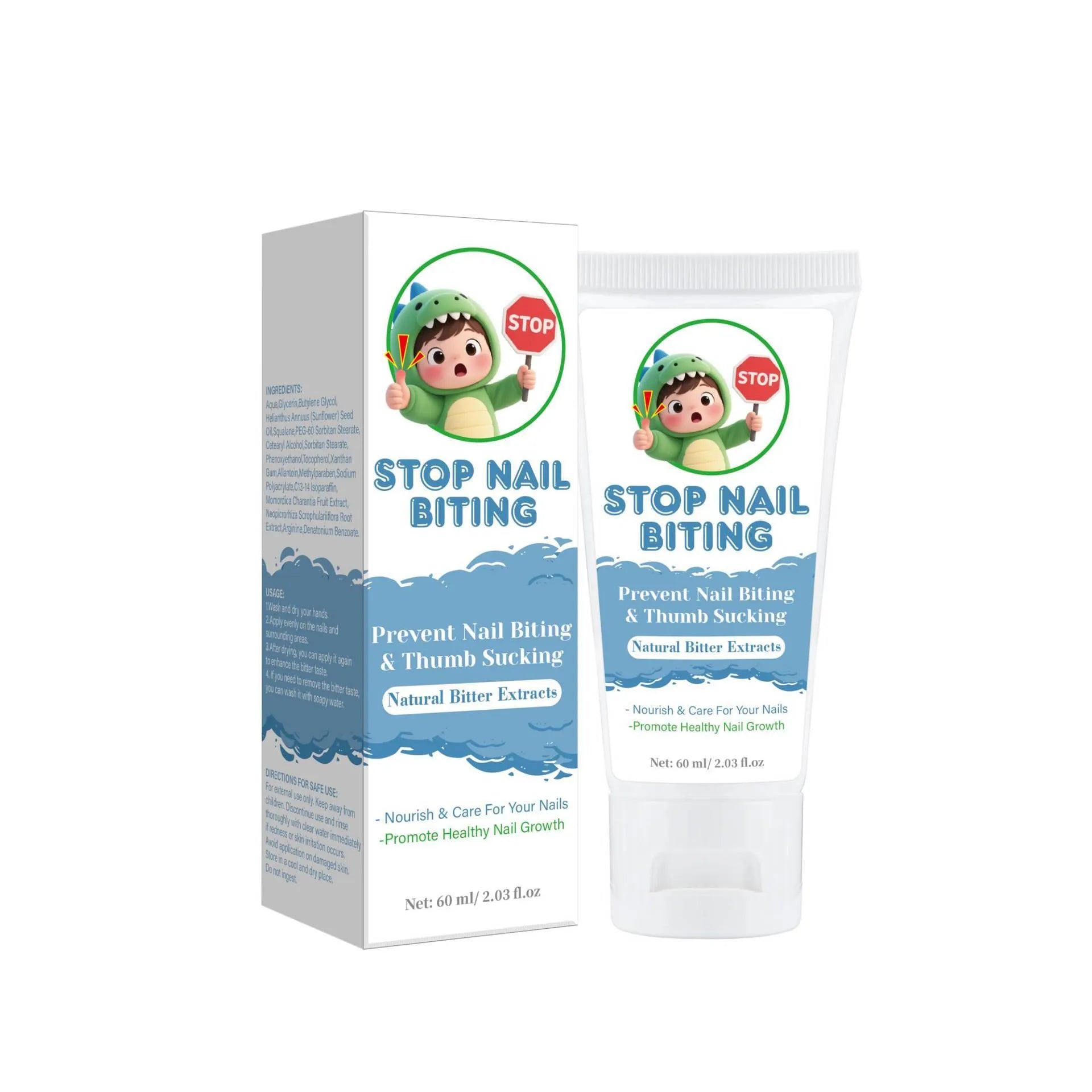 60ml anti-bite nail cream tube in neutral packaging for nail biting reduction
