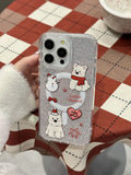 Red scarf dog cartoon silicone magnetic phone case for iPhone 15 Pro Max