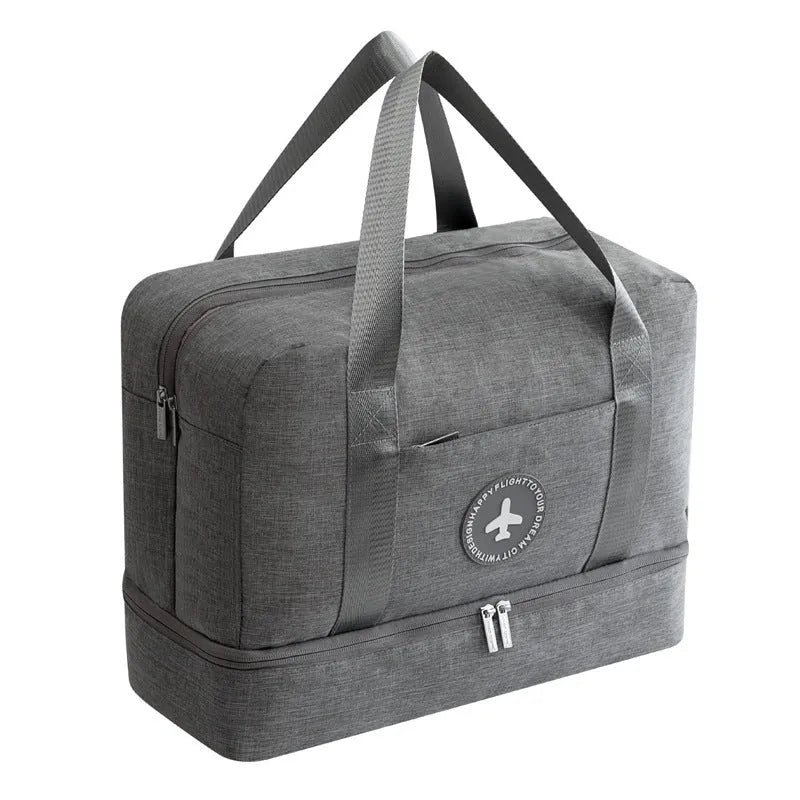 Waterproof multifunctional shoe bag in black polyester with zipper pockets
