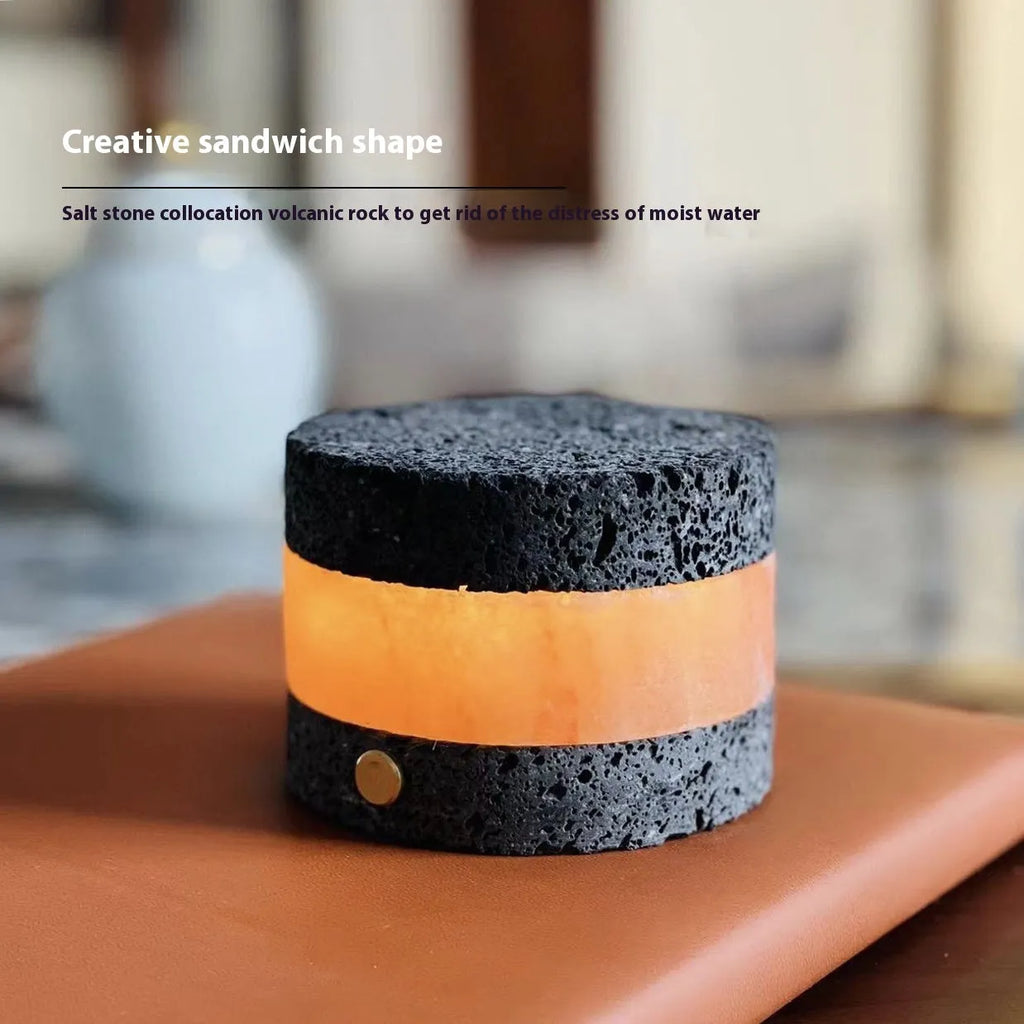 Orange volcanic rock USB night lamp with dimming touch control and essential oil tray