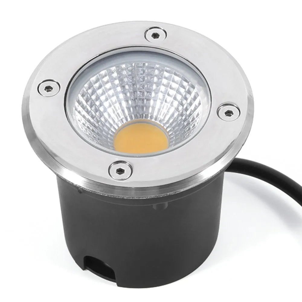 Round black stainless steel LED COB underground light for recessed outdoor garden installation