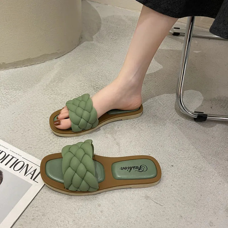 Women's plaid pattern PVC beach sandals with a thick non-slip sole, shown in multiple colours.