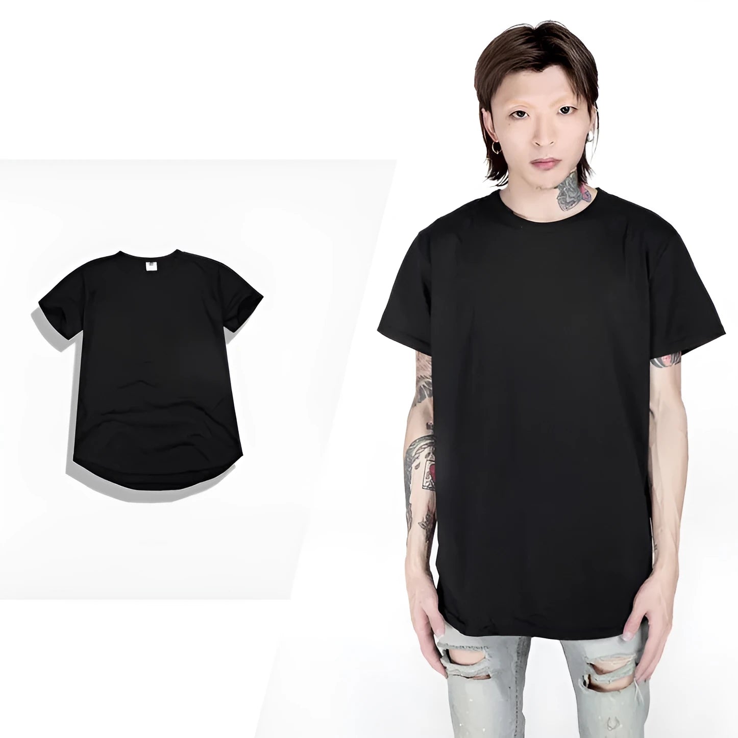 Men's oversized hip hop T-shirt in Khaki, relaxed fit, cotton blend, shown front view