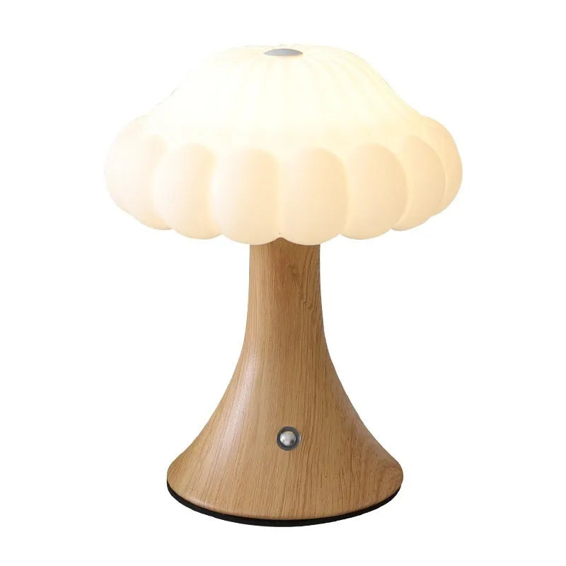 Mushroom-shaped touch control night light with USB charging port in five colour options