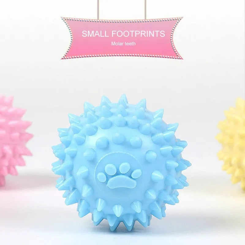 TPR rubber pet chewing ball with footprint texture for tooth cleaning, 6cm diameter