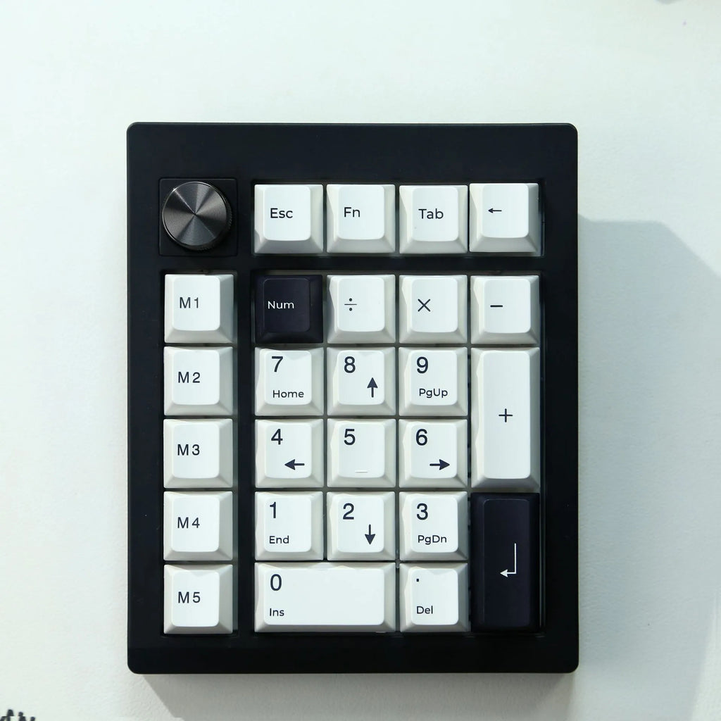 Black and white wireless mechanical numeric keyboard with three connectivity modes