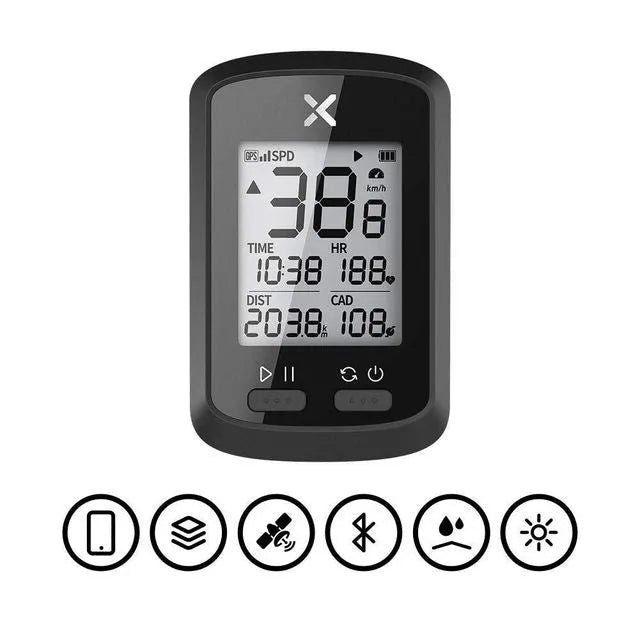 Black plastic bicycle stopwatch with waterproof construction for cycling timing