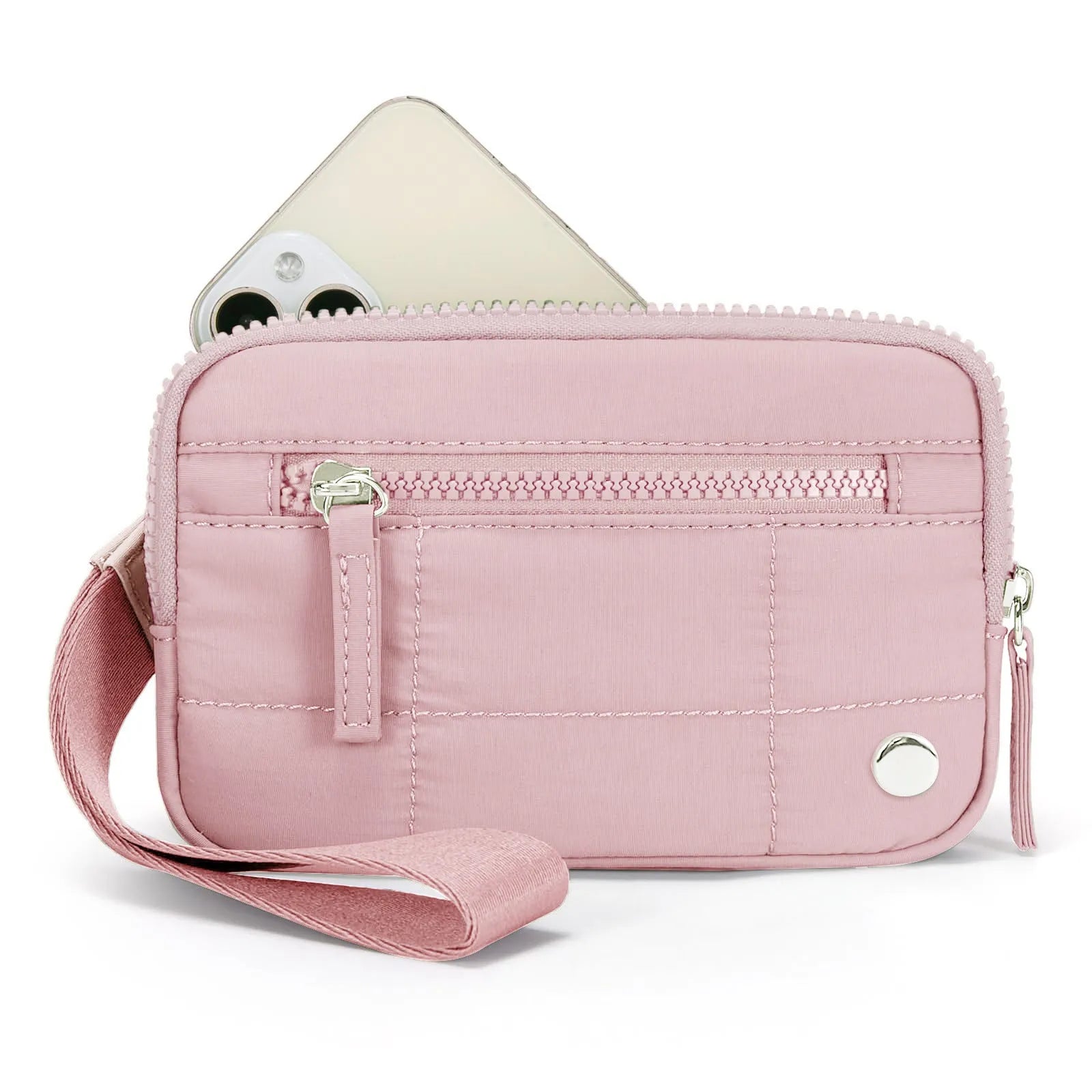 Waterproof quilted handbag with transparent deck section in nylon material
