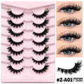Box of natural long, thick false eyelashes made from artificial fibre with included glue tube.