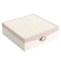 Red or white PU leather jewellery storage box with large capacity for necklace and ring organisation