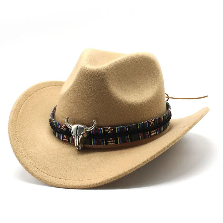 Western cowboy hat with bell crown in polyester fabric, shown in multiple colour options