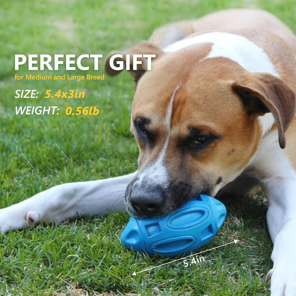 Blue green orange squeaky dog chew ball for medium large breed aggressive chewers