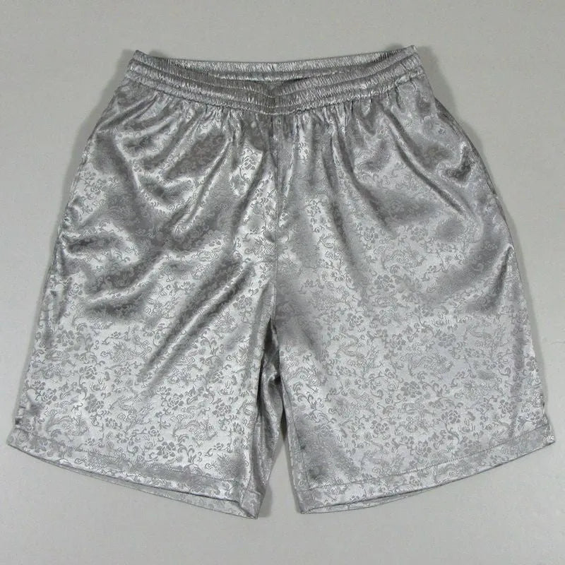 Men's black Tai Chi shorts with drawstring elastic waistband for martial arts practice