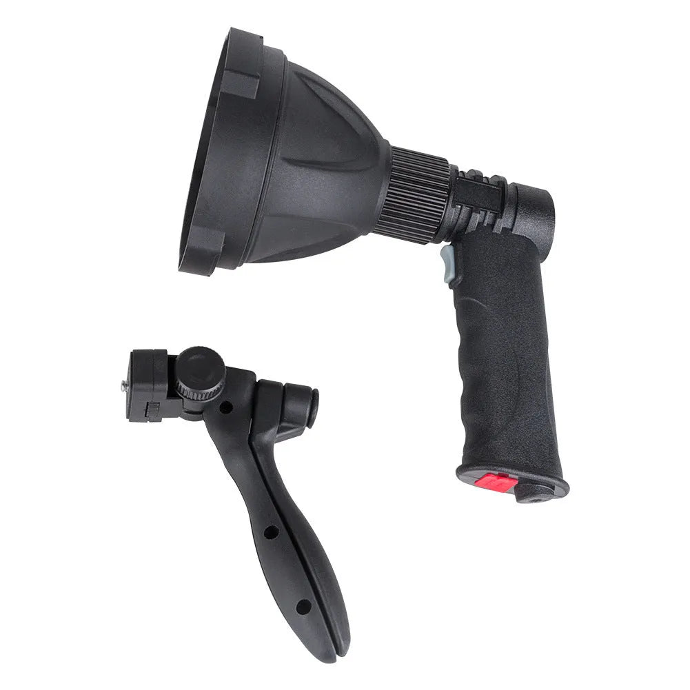 L2 strong light long-range bracket type flashlight with tripod, black PVC body, USB charging port, 4000 mAh battery