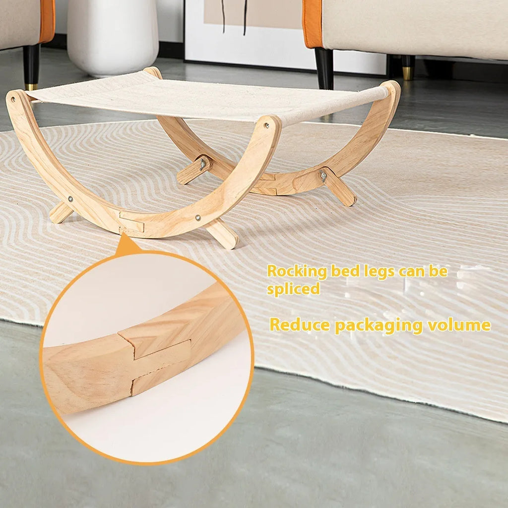 Solid wood cat shaker pet bed hammock with foldable design, canvas cover, 55x41x22cm