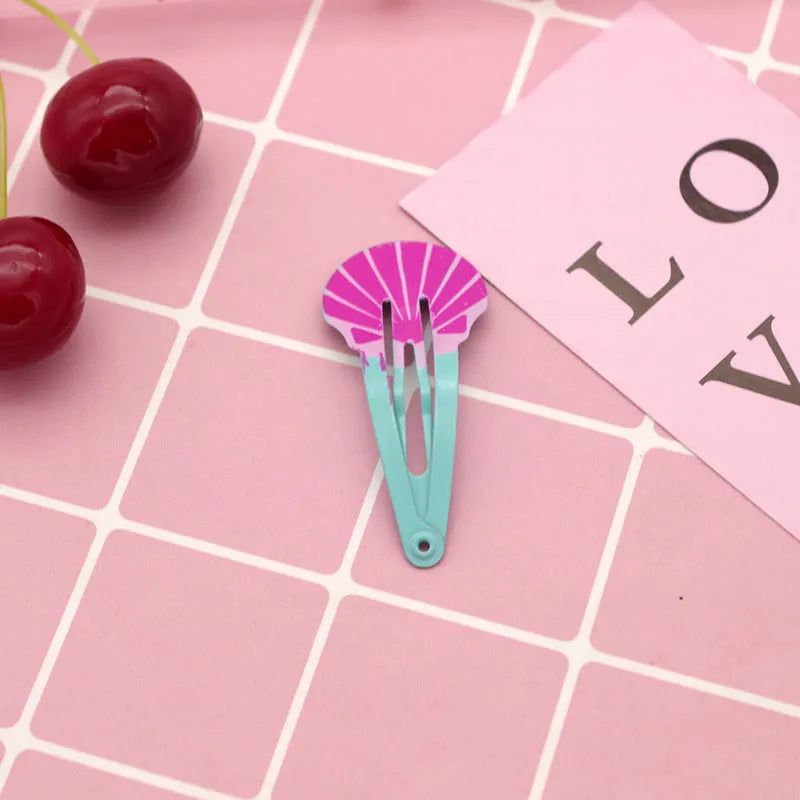 Children's metal barrette with baking varnish finish, colour-printed watermelon design