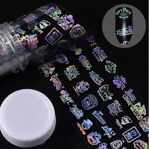 Nail sticker beauty products with 1 metre starry paper and 4 cm width in plastic bottle packaging