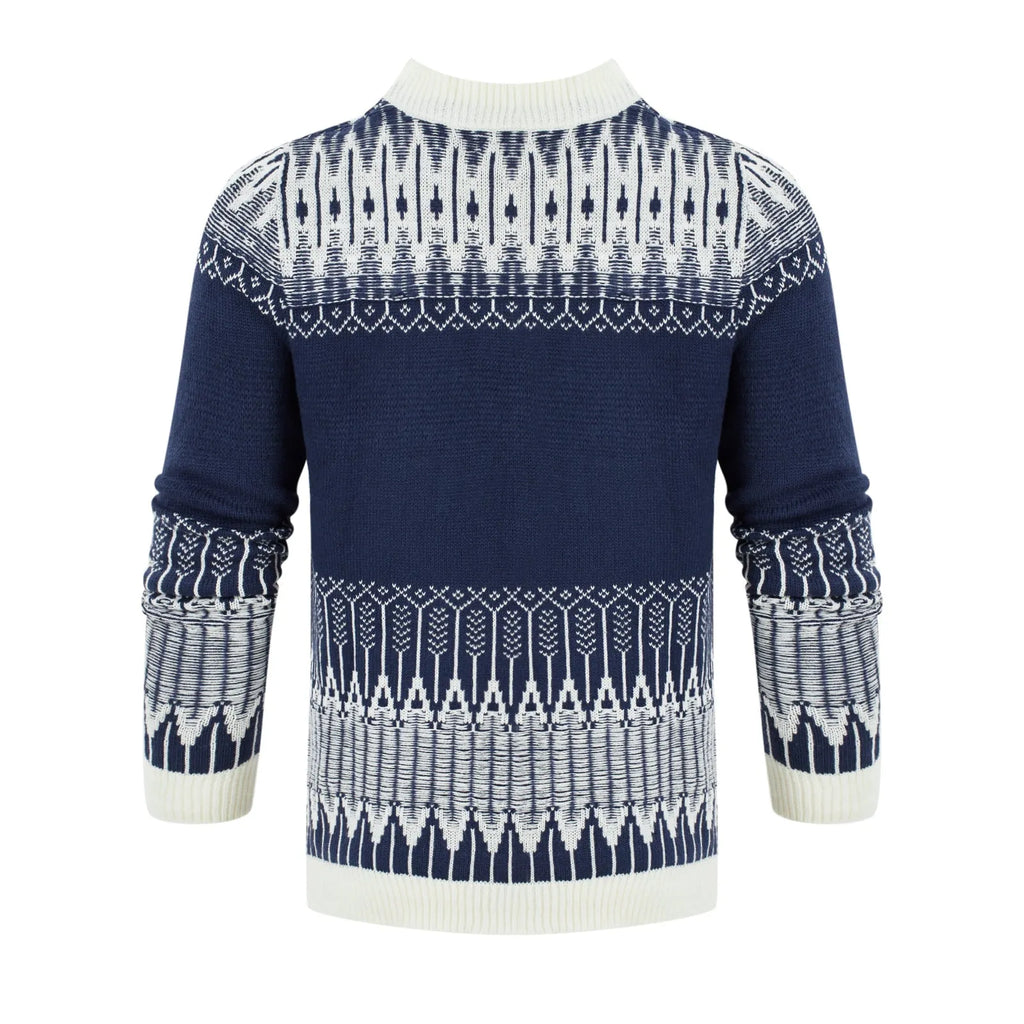 Men's classic crew neck knitted pullover sweater in a long sleeve design for winter.