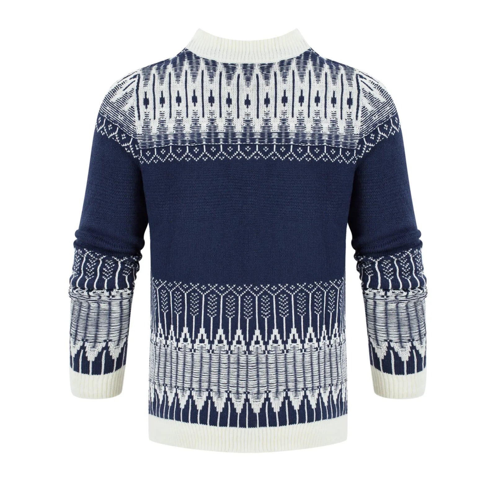 Men's classic crew neck knitted pullover sweater in a long sleeve design for winter.