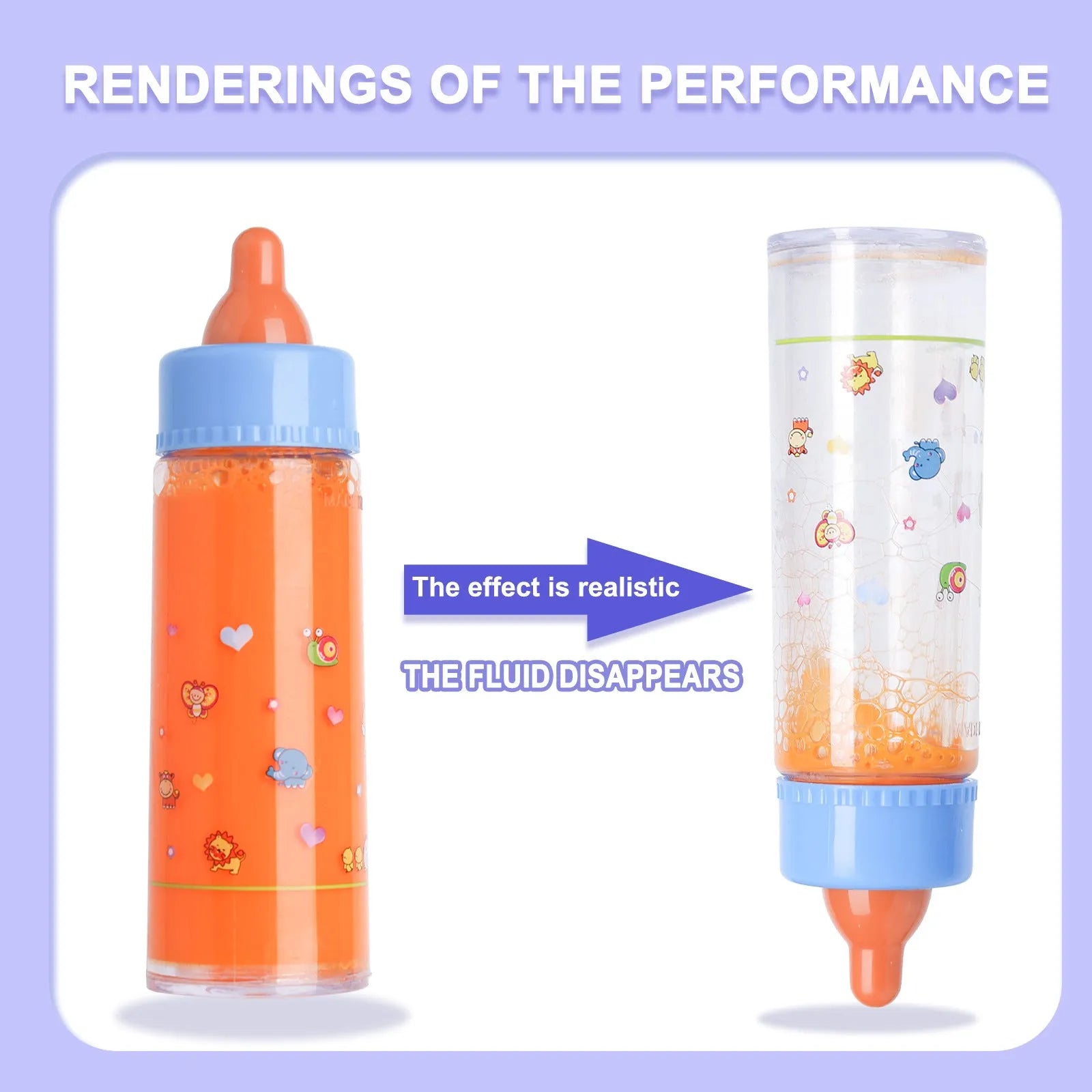 My Baby Doll Magic Bottle feeding set with 2 milk and juice bottles and hand bag for dolls 18cm tall