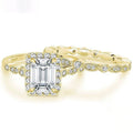 925 sterling silver ring with rectangular zircon inlay in gold finish on white background