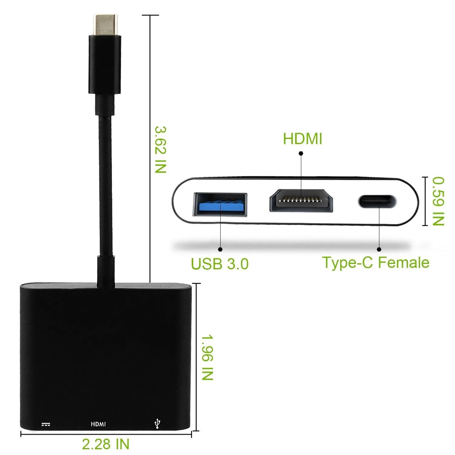 Black USB Type-C to HDMI adapter cable for Nintendo Switch video output connection
