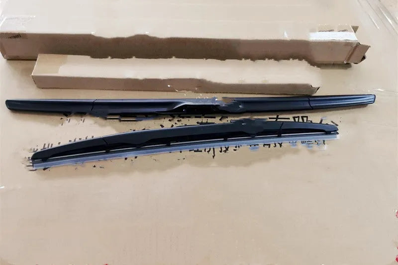 Two Mazda 6 boneless wiper blades, black colour, U-type interface, 22 inch size, on a white background
