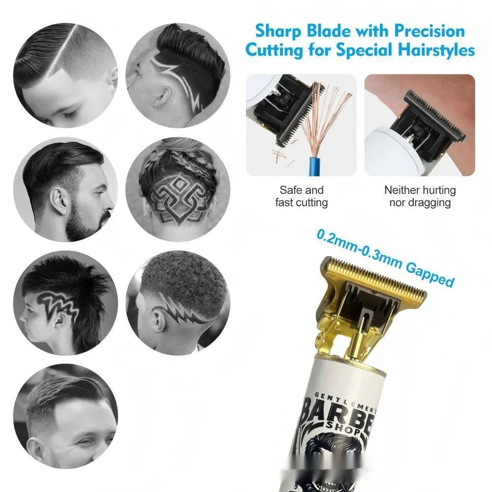 Rechargeable hair clipper kit with stainless steel cutter heads and 4-in-1 attachments
