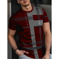 Men's loose fit short-sleeved T-shirt with digital 3D printed striped pattern