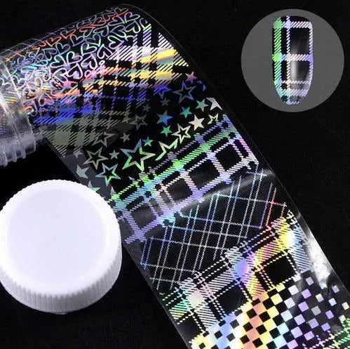 Nail sticker beauty products with 1 metre starry paper and 4 cm width in plastic bottle packaging