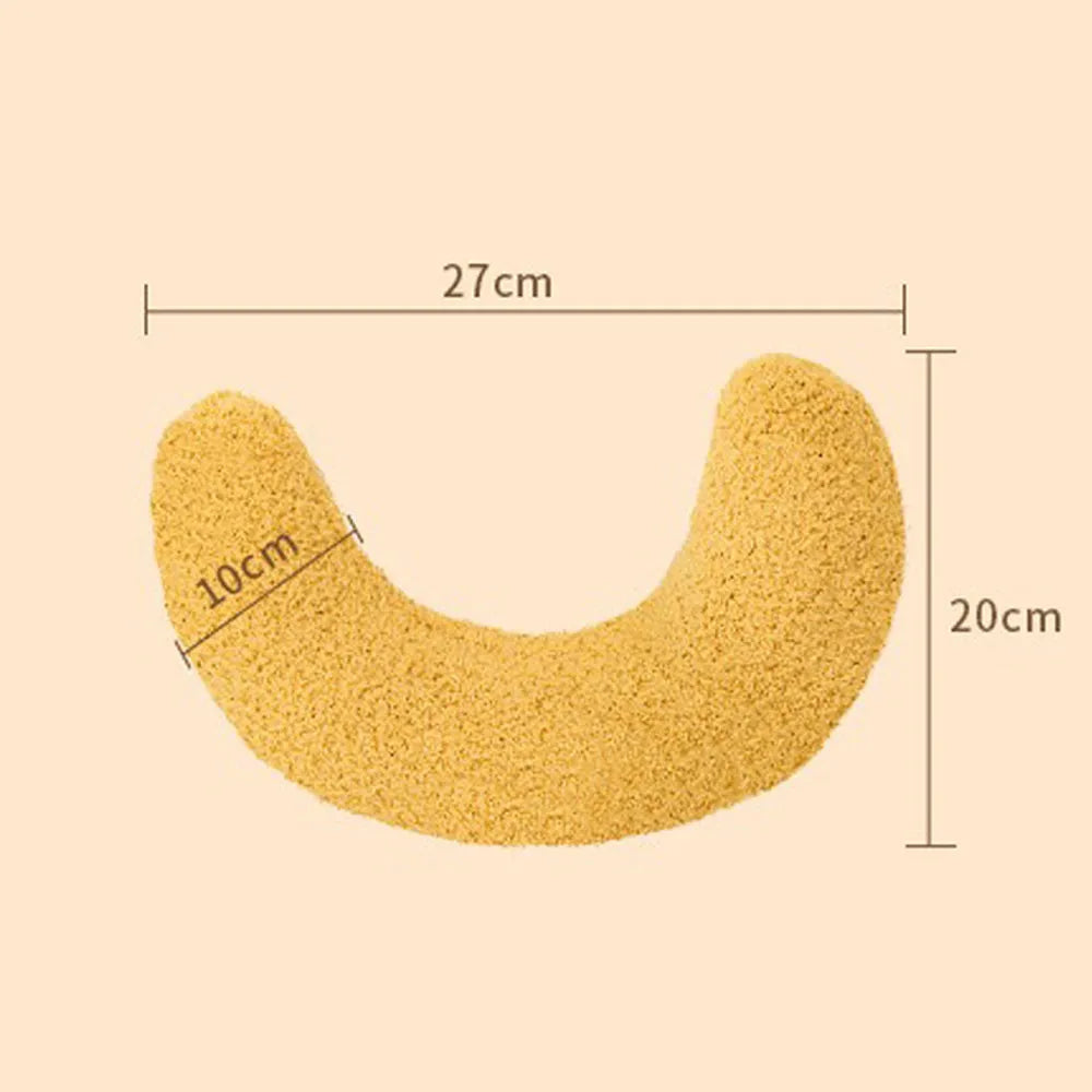 U-shaped blue cat pillow with adjustable collar for feline cervical support