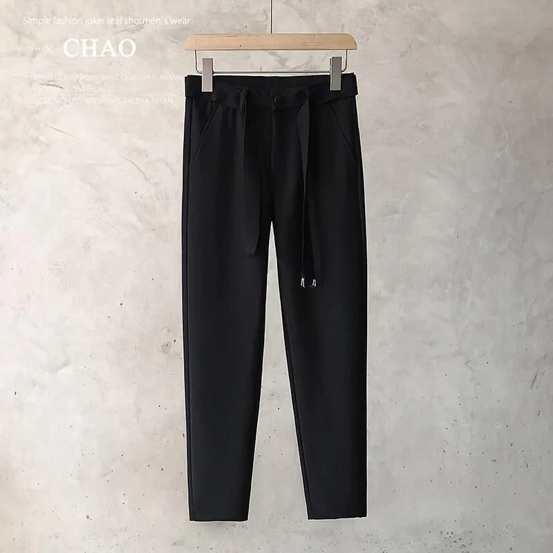 Boys slim straight trousers in wool blend fabric with tapered design and straight leg opening