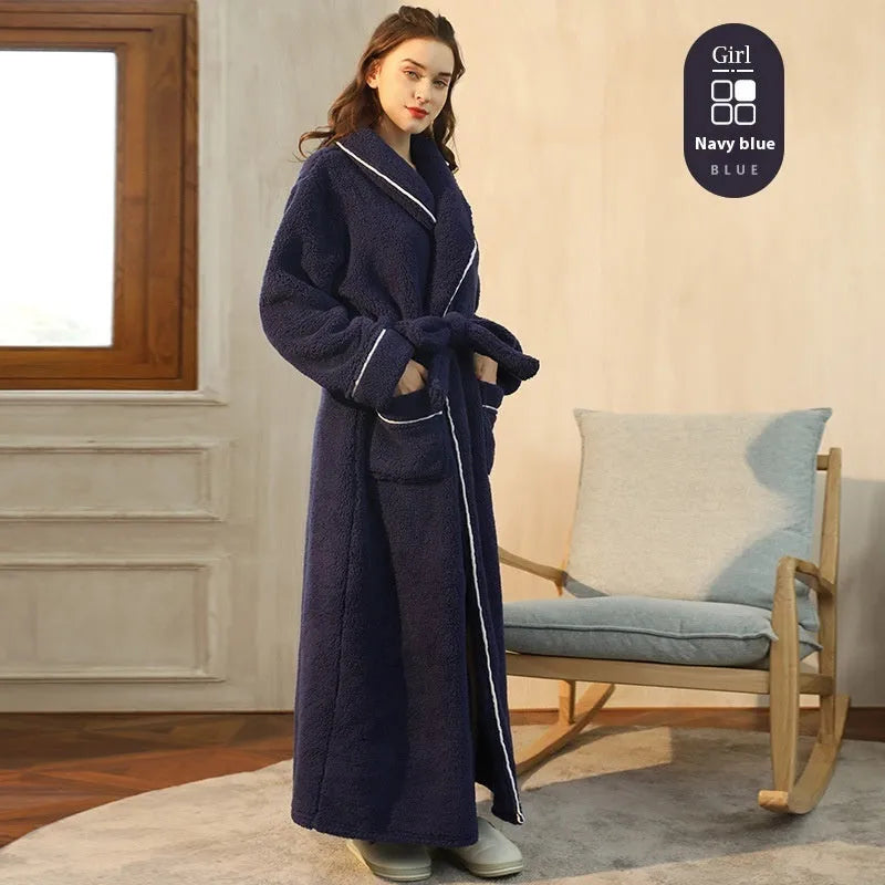 Thickened winter flannel bathrobe in Angola red available in plus sizes M, XL, XXXL