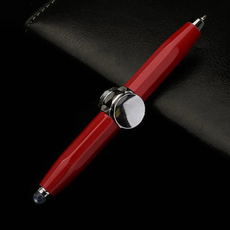 10.5cm metal ballpoint pen with spinning gyro decompression mechanism and LED light feature