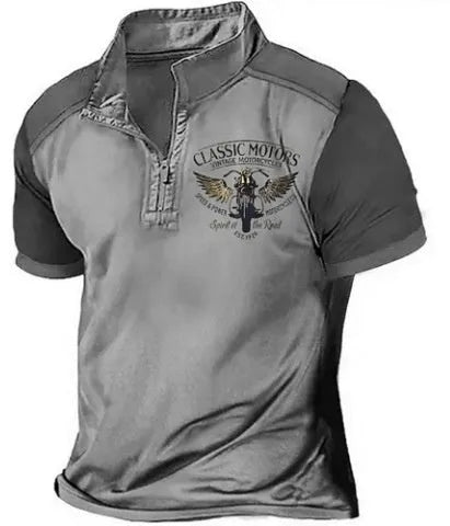 Golf polo shirt with 3D printed design in loose fit pullover style