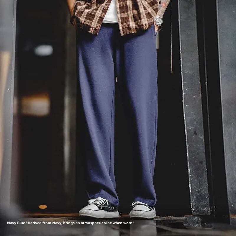 Casual loose-fit anti-wrinkle polyester sweatpants for men in dark blue, grey, or light brown