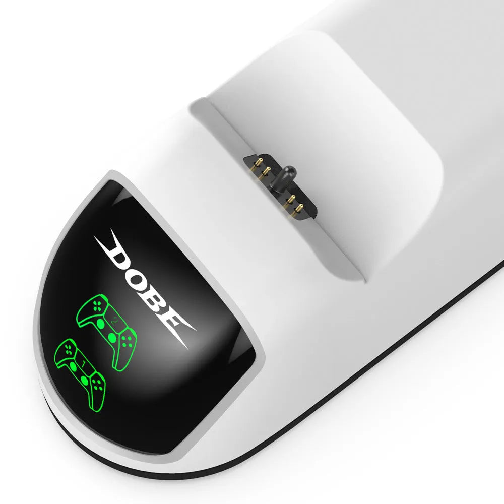 LED breathing light contact charger with Type-C port and USB cable, shown in green or blue light version.