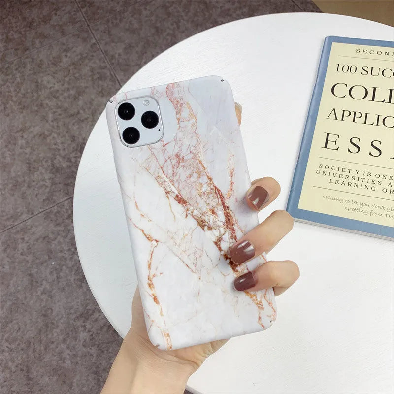 Marbled PC phone case with geometric water paste pattern in simple style for iPhone Samsung Huawei Xiaomi