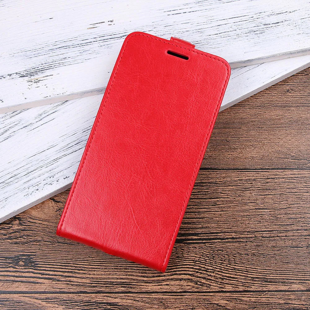 Honor 7X leather wallet phone case in black with card slots and crazy horse leather texture.