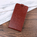 Honor 7X leather wallet phone case in black with card slots and crazy horse leather texture.
