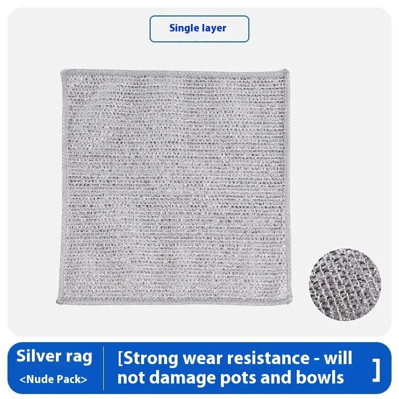 Silver wire microfibre kitchen cleaning cloth for pots and bowls in 20cm or 25cm sizes
