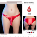 Men's shiny nylon low waist T-back underwear in black, white, grey, red or pink