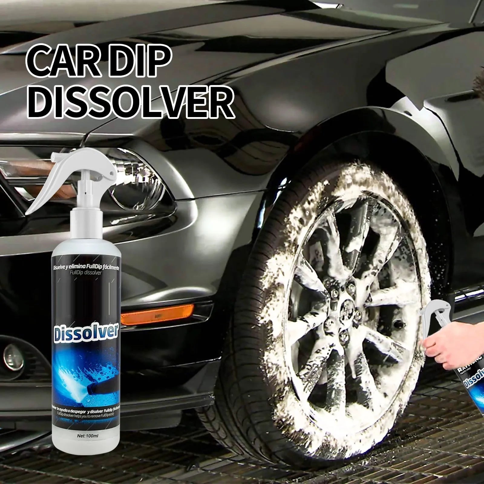 100ml bottle of water-based car foam cleaning agent for seat stains and paint maintenance