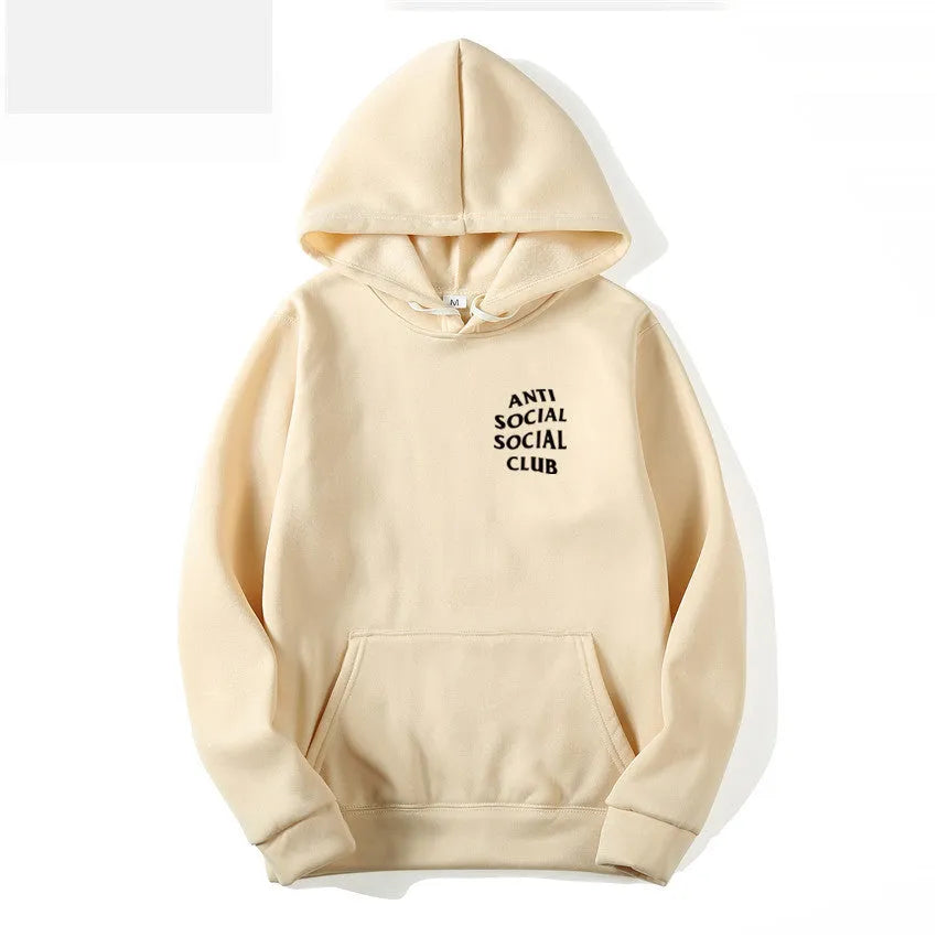 Autumn winter loose hooded couple sweater in solid colour pullover style for men women