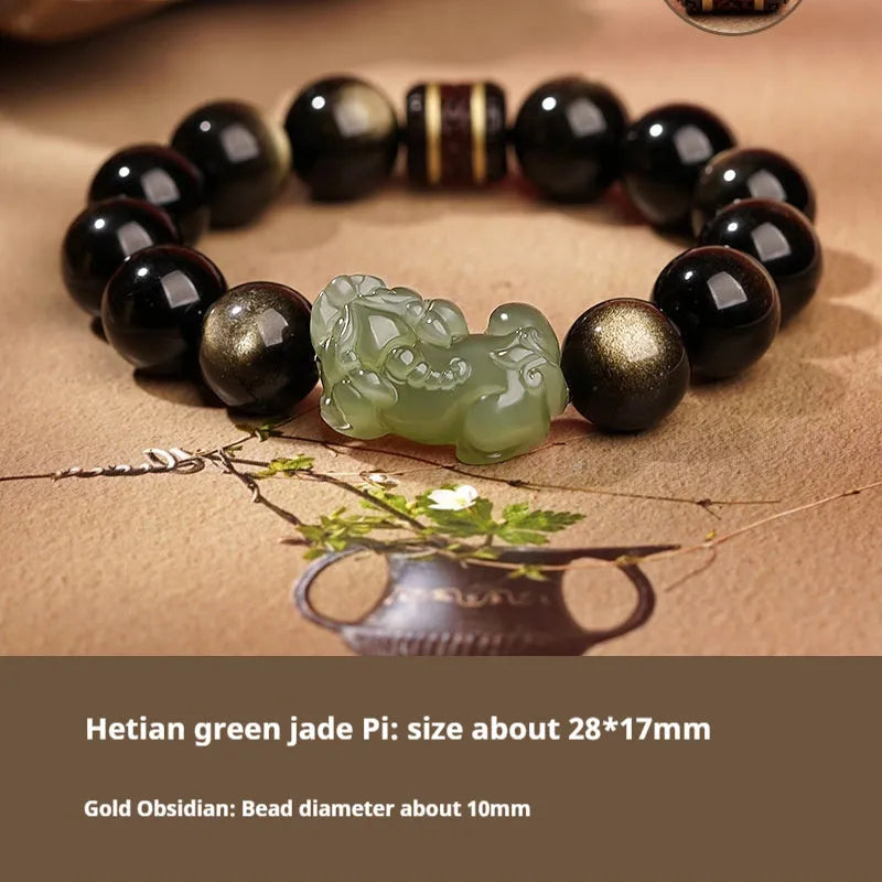 Hetian jade bracelet with black and red braided ropes traditional Chinese jewellery