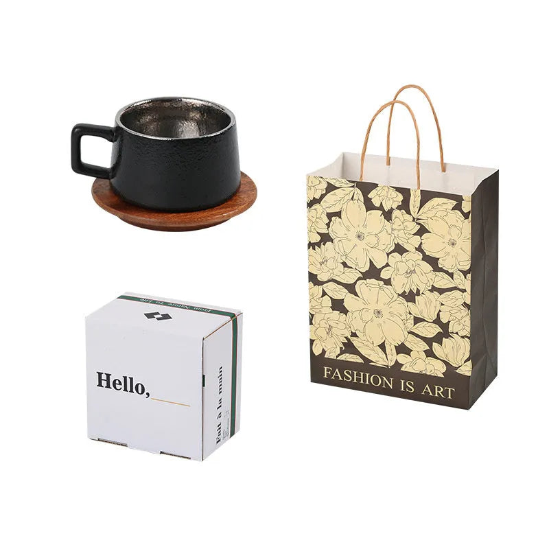 Office gift tumbler coffee cup suit with gold plated packaging and 250ml capacity cup