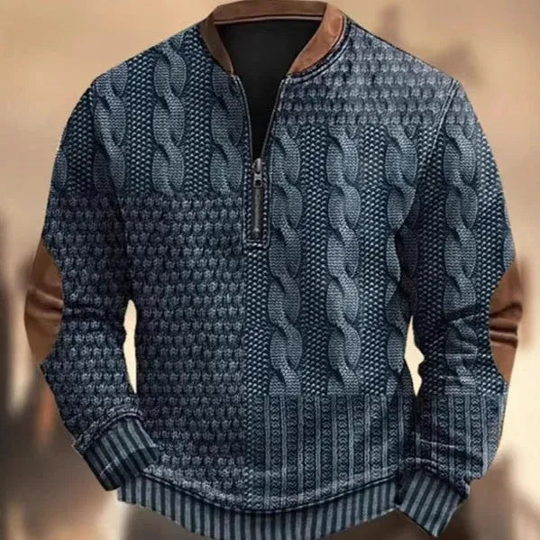 Men's casual checkered printed half zip hoodie in loose fit, polyester street style top